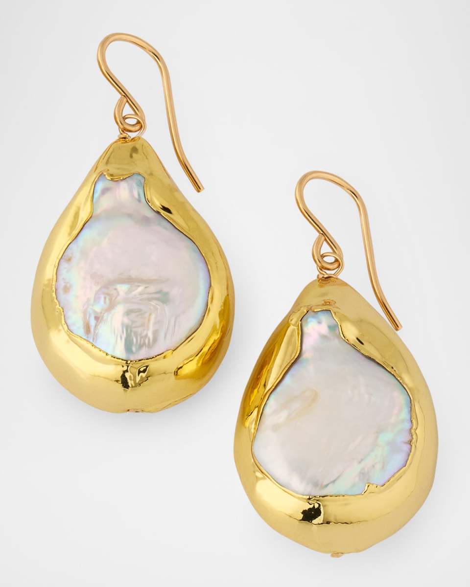 Freshwater Pearl in Gold Bezel Earrings